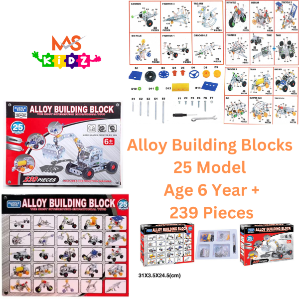 Alloy Building Block 25 Models 239 Pieces Metal mecanno